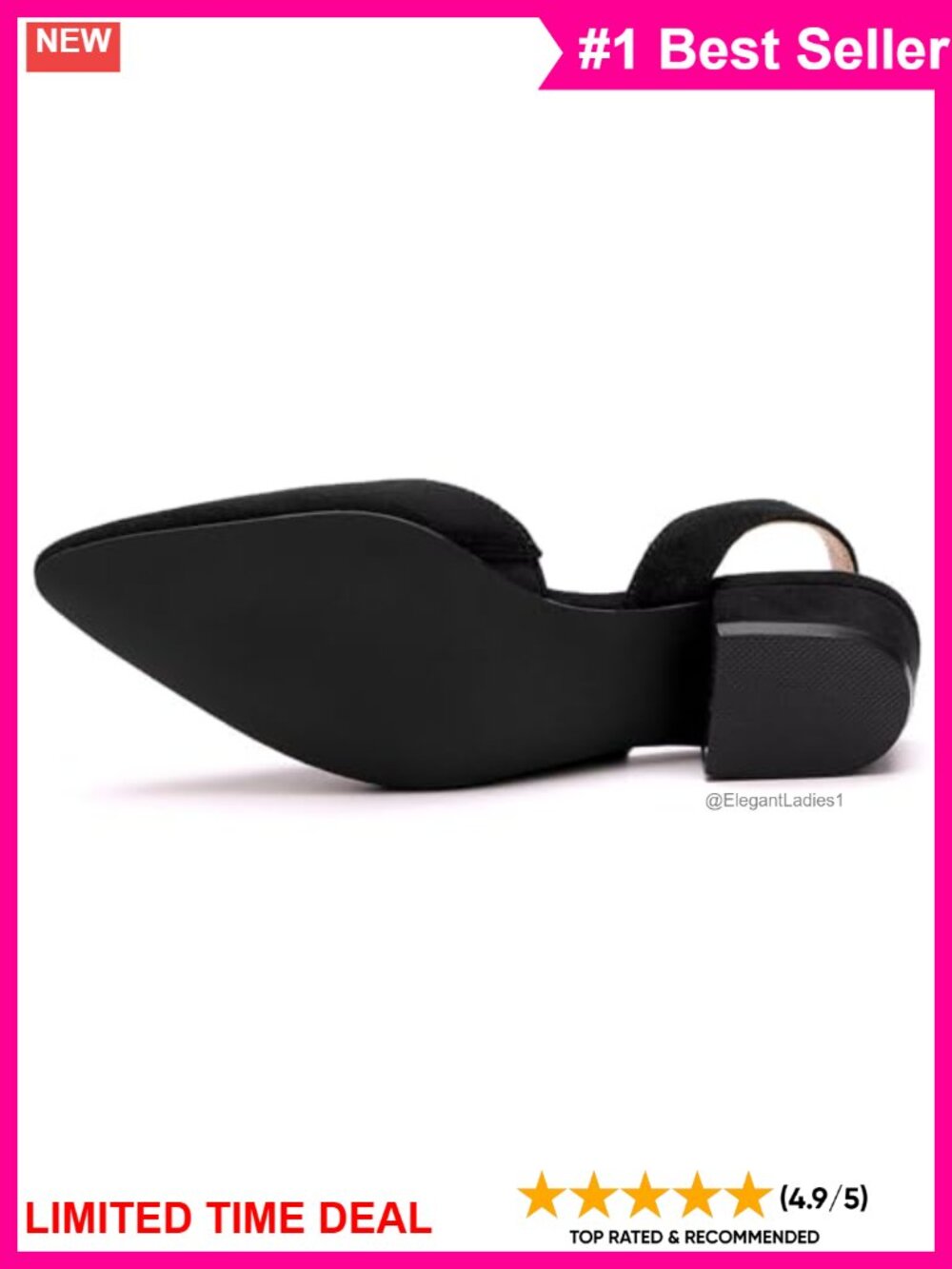 Women's Low Heel Slingback Pumps Pointed Toe - Picture 6 of 6